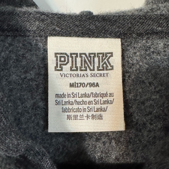 PINK Victoria's Secret Everyday Lounge Full Zip Charcoal Plaid Hoodie Size M - Picture 12 of 14